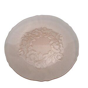 Arcoroc France ROSA PINK ROSALINE Floral Glass Scalloped Round 10-1/4" Dinner Pl